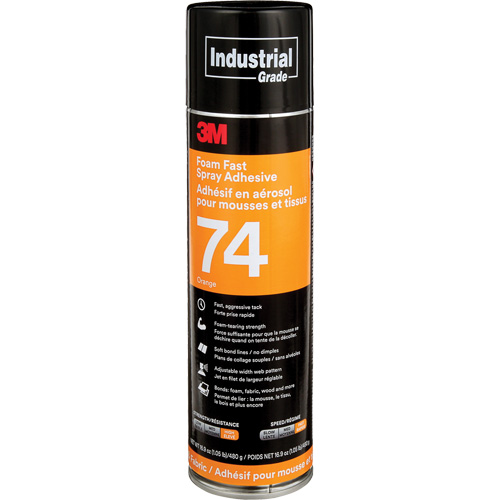 Adh&eacute;sif en a&eacute;rosol pour mousse et tissu, Orange, Canette a&eacute;rosol Absolute Business Supply