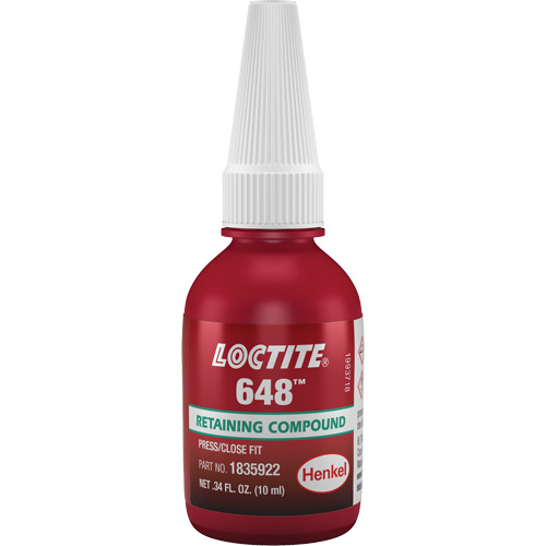 648 High Strength/Rapid Cure Retaining Compounds, 10 ml, Bottle, Green Absolute Business Supply
