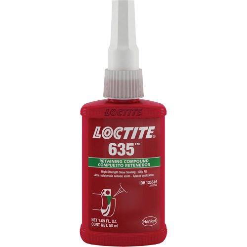 Loctite&reg; 635 Retaining Compound, 50 ml, Bottle, Green Absolute Business Supply