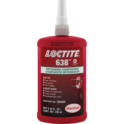 Loctite&reg; 638 Retaining Compound, 250 ml, Bottle, Green Absolute Business Supply
