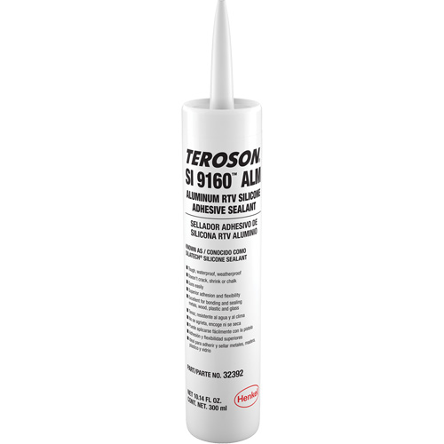 Teroson&reg; SI 9160 Silicone Sealant, Cartridge, Aluminum Absolute Business Supply