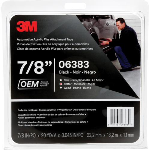 3M Automotive Acrylic Tape, 18 M (60') L x 22 mm (7/8") W, 45 mils, Acrylic Absolute Business Supply
