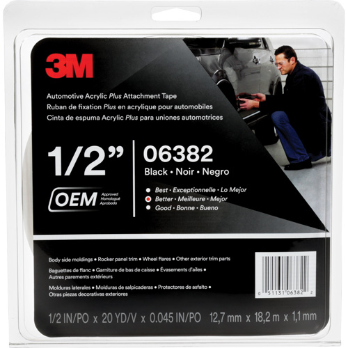 Ruban en acrylique de 3M pour l'automobile, 18 m (60') lo x 12,7 mm (1/2") la, 45 mils, Acrylique Absolute Business Supply