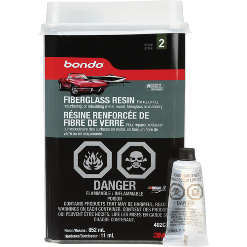 R&eacute;sine de fibre de verre Bondo, Deux composants, 852 ml, Bouteille, Blanc cass&eacute; Absolute Business Supply