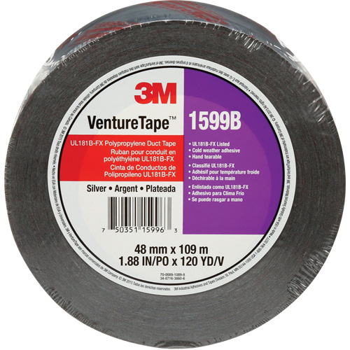 Ruban en polypropyl&egrave;ne Venture Tape 1599B, 3 mils, Argent, 48 mm (2") x 109,7 m (359,9') Absolute Business Supply