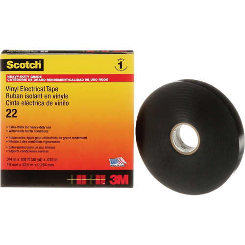 Ruban isolant en vinyle Scotch, 19 mm (3/4") x 33 m (108'), Noir, 10 mils Absolute Business Supply
