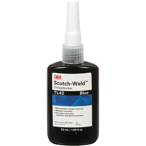 Adh&eacute;sif frein-filet TL42 Scotch-Weld, Bleu, Moyen, 50 ml, Bouteille Absolute Business Supply