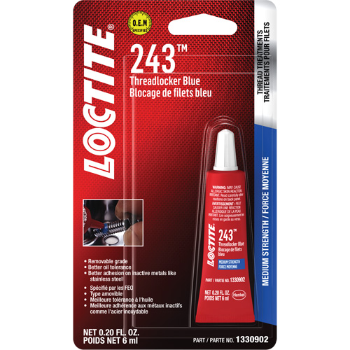 243 Threadlocker, Blue, Medium, 6 ml, Tube Absolute Business Supply