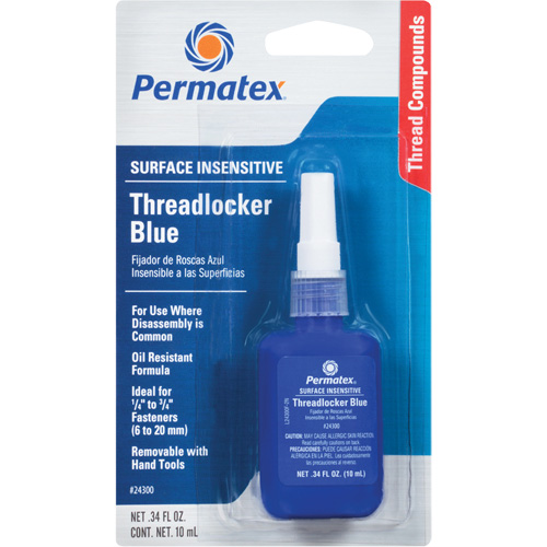 Surface Insensitive Threadlocker, Blue, High, 10 ml, Bottle Absolute Business Supply