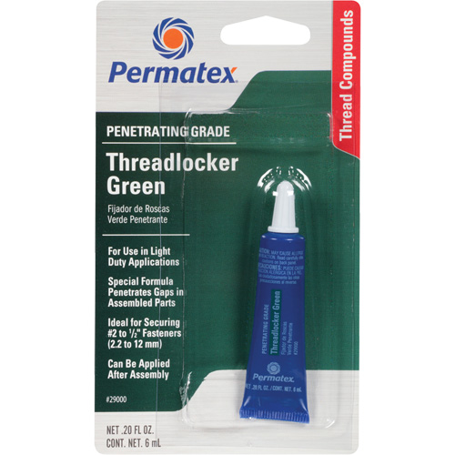 Penetrating Grade Threadlocker, Green, Medium, 6 ml, Tube Absolute Business Supply