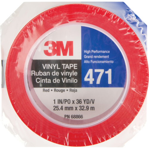Ruban en vinyle 471, 25,4 mm (1") la x 32,9 m (108') lo, 5,3 mils, Rouge Absolute Business Supply