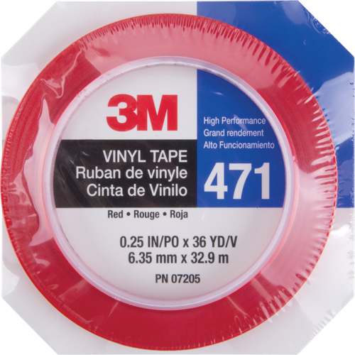 Ruban en vinyle 471, 6 mm (1/4") la x 32,9 m (108') lo, 5,3 mils, Rouge Absolute Business Supply