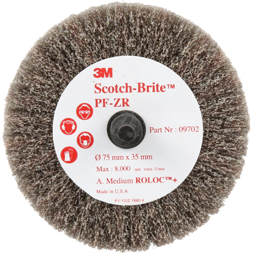 Scotch-Brite Roloc Cut & Polish Disc, Aluminum Oxide, Medium Grit, 3" x 1-3/8" x 1/4" Absolute Business Supply