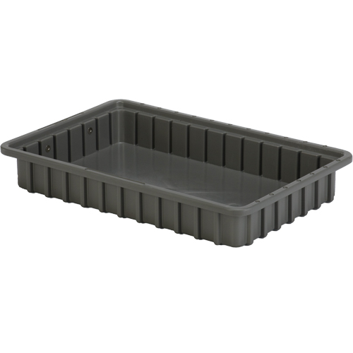 Divider Box&reg; Containers, Polyethylene, 16.5" W x 10.9" D x 2.5" H, Grey Absolute Business Supply