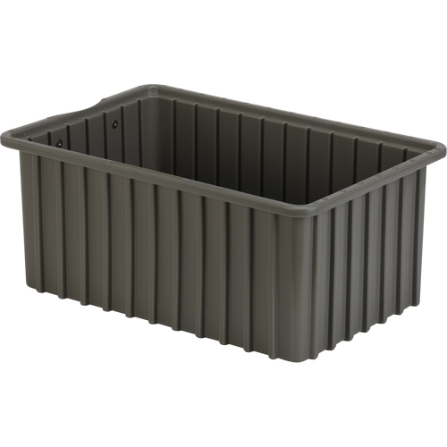 Divider Box&reg; Containers, Polyethylene, 16.5" W x 10.9" D x 7" H, Grey Absolute Business Supply