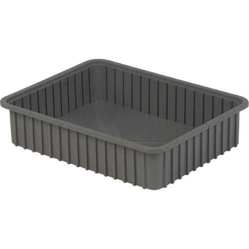 Divider Box&reg; Containers, Polyethylene, 22.4" W x 17.4" D x 5" H, Grey Absolute Business Supply