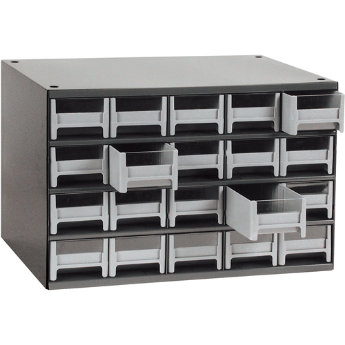 Casiers modulaires pour pi&egrave;ces, Acier, 20 tiroirs, 17" x 10-9/16" x 2-1/16", Gris Absolute Business Supply