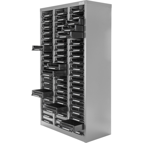 KPC-300 Parts Cabinet, Galvanized Steel, 60 Drawers, 21-3/10" x 10-2/5" x 36-9/10", Grey Absolute Business Supply