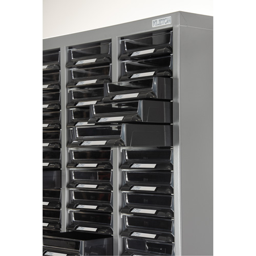 KPC-300 Parts Cabinet, Galvanized Steel, 60 Drawers, 21-3/10" x 10-2/5" x 36-9/10", Grey Absolute Business Supply