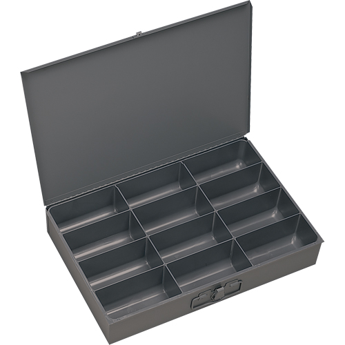 Boîtes &agrave; fond courb&eacute;, Acier, 12 compartiments, 18" la x 12" p, 3" h, Gris Absolute Business Supply