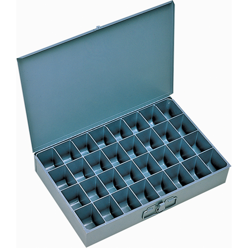 Compartment Scoop Boxes, Steel, 32 Slots, 18" W x 12" D x 3" H, Grey Absolute Business Supply