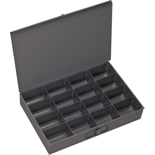 Compartment Scoop Boxes, Steel, 16 Slots, 13-3/8" W x 9-1/4" D x 2" H, Grey Absolute Business Supply