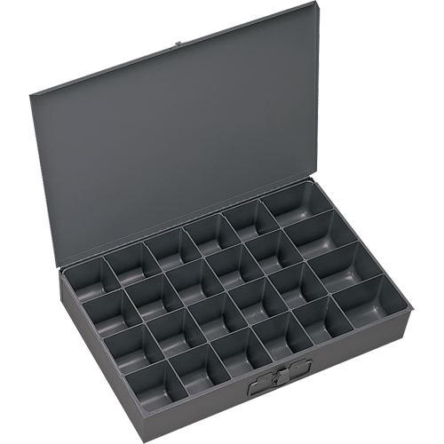Compartment Scoop Boxes, Steel, 24 Slots, 13-3/8" W x 9-1/4" D x 2" H, Grey Absolute Business Supply