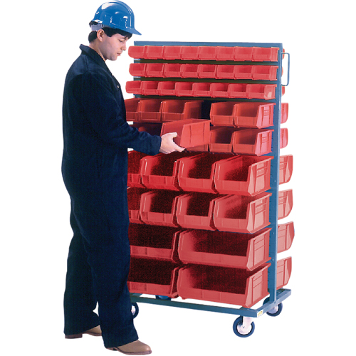 Support mobile deux c&ocirc;t&eacute;s pour bacs, &agrave; deux c&ocirc;t&eacute;s, 96 bacs, 36" la x 24" p x 63" h Absolute Business Supply