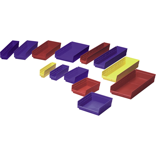 Shelf Bins, 8-3/8" W x 4" H x 17-7/8" D, Blue, 40 lbs. Capacity Absolute Business Supply
