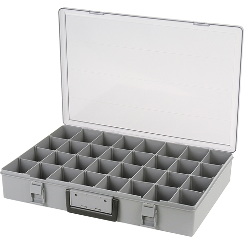 Compartment Case, Plastic, 32 Slots, 18-1/2" W x 13" D x 3" H, Grey Absolute Business Supply