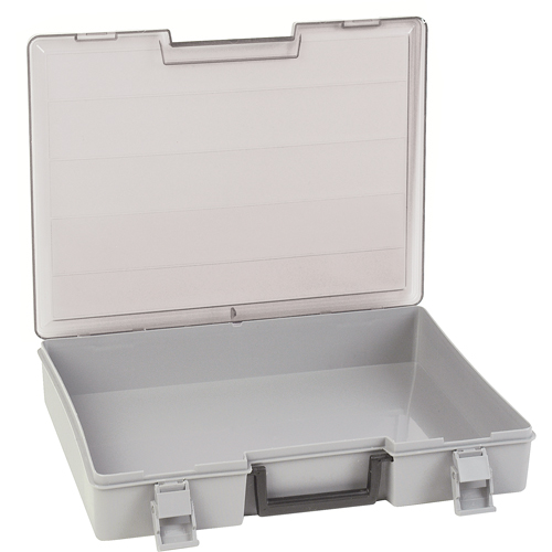 Compartment Case, Plastic, 15-1/2" W x 11-3/4" D x 2-1/2" H, Grey Absolute Business Supply