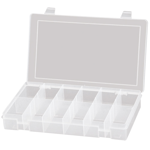 Compact Polypropylene Compartment Cases, 11" W x 6-3/4" D x 1-3/4" H, 12 Compartments Absolute Business Supply