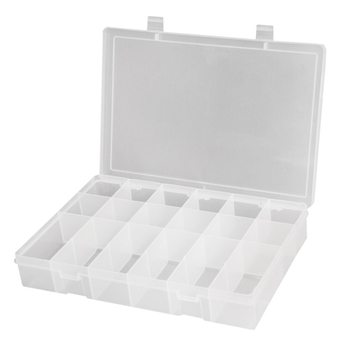 Compact Polypropylene Compartment Cases, 11" W x 6-3/4" D x 1-3/4" H, 18 Compartments Absolute Business Supply