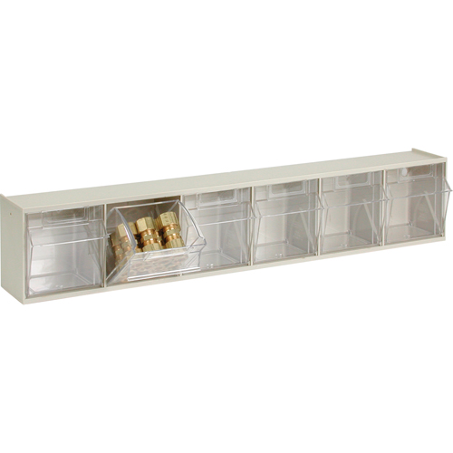 Tip-Out Bins Modular Storage System, 23-5/8" W x 3-5/8" D x 4-1/2" H, 6 Drawers Absolute Business Supply