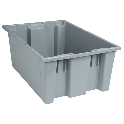 Stack & Nest Totes, 8" x 19.5" x 13.5", Grey Absolute Business Supply