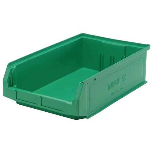Contenants g&eacute;ants empilables, 12,375" la x 19,75" p x 5,875" h, Vert Absolute Business Supply
