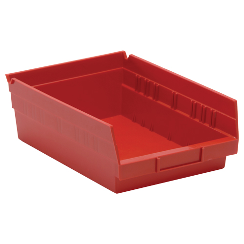 Shelf Bins, 8-3/8" W x 4" H x 11-5/8" D, Red, 30 lbs. Capacity Absolute Business Supply