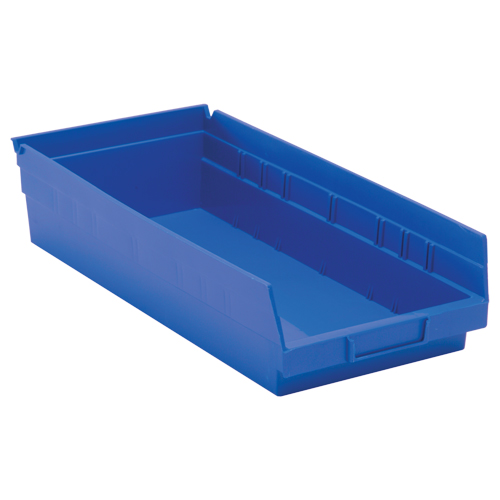 Shelf Bins, 8-3/8" W x 4" H x 17-7/8" D, Blue, 40 lbs. Capacity Absolute Business Supply