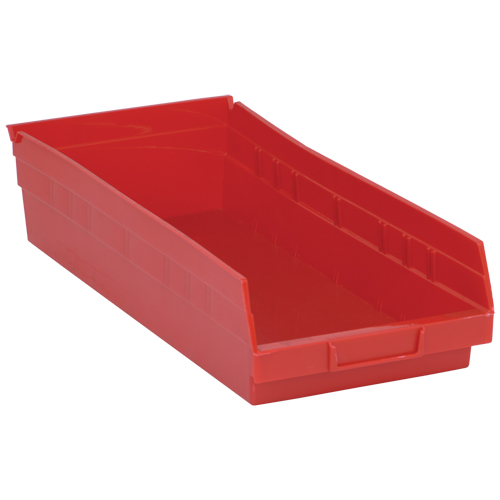 Shelf Bins, 8-3/8" W x 4" H x 17-7/8" D, Red, 40 lbs. Capacity Absolute Business Supply