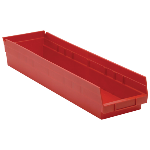 Shelf Bins, 6-5/8" W x 4" H x 23-5/8" D, Red, 50 lbs. Capacity Absolute Business Supply