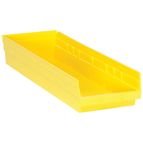 Shelf Bins, 8-3/8" W x 4" H x 23-5/8" D, Yellow, 50 lbs. Capacity Absolute Business Supply