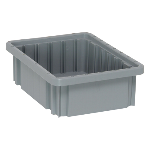 Divider Box&reg; Containers, Plastic, 10.9" W x 8.3" D x 3.5" H, Grey Absolute Business Supply