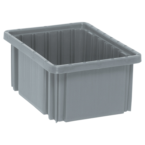 Divider Box&reg; Containers, Plastic, 10.9" W x 8.3" D x 5" H, Grey Absolute Business Supply