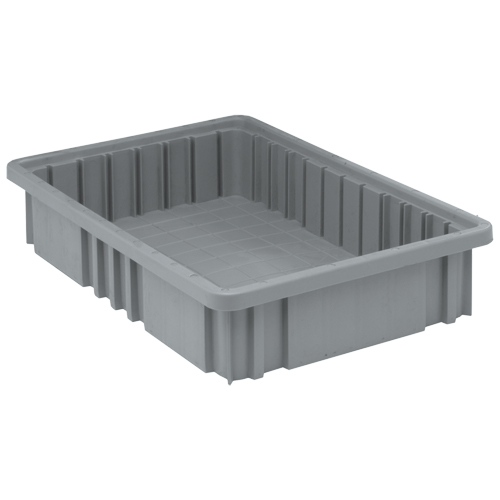Divider Box&reg; Containers, Plastic, 16.5" W x 10.9" D x 3.5" H, Grey Absolute Business Supply