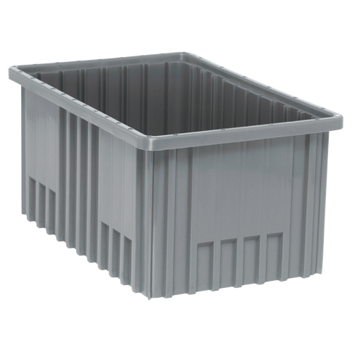 Divider Box&reg; Containers, Plastic, 16.5" W x 10.9" D x 8" H, Grey Absolute Business Supply