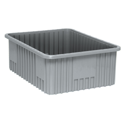 Divider Box&reg; Containers, Plastic, 22.5" W x 17.5" D x 8" H, Grey Absolute Business Supply