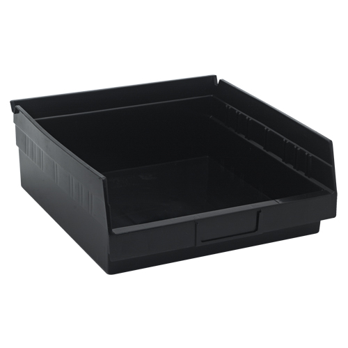 Economy Shelf Bin, 11-1/8" W x 4" H x 11-5/8" D, Black Absolute Business Supply