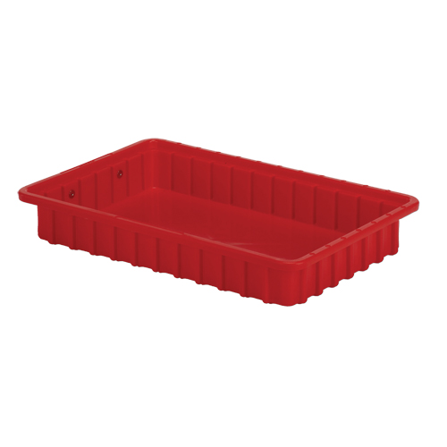 Divider Box&reg; Containers, Polyethylene, 16.5" W x 10.9" D x 2.5" H, Red Absolute Business Supply