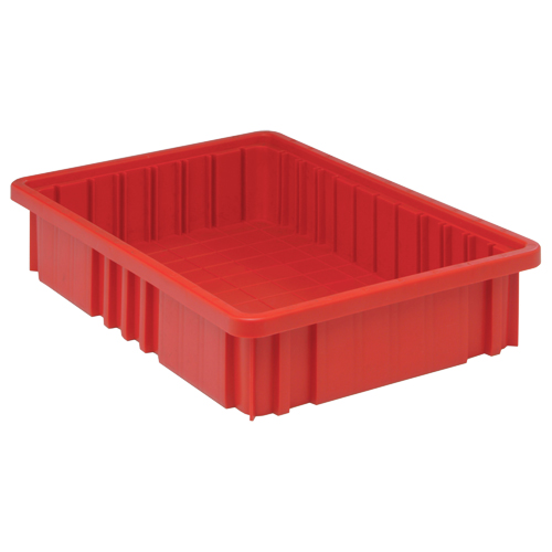 Divider Box&reg; Containers, Plastic, 16.5" W x 10.9" D x 3.5" H, Red Absolute Business Supply