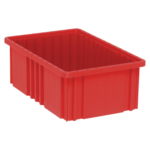 Divider Box&reg; Containers, Plastic, 16.5" W x 10.9" D x 6" H, Red Absolute Business Supply